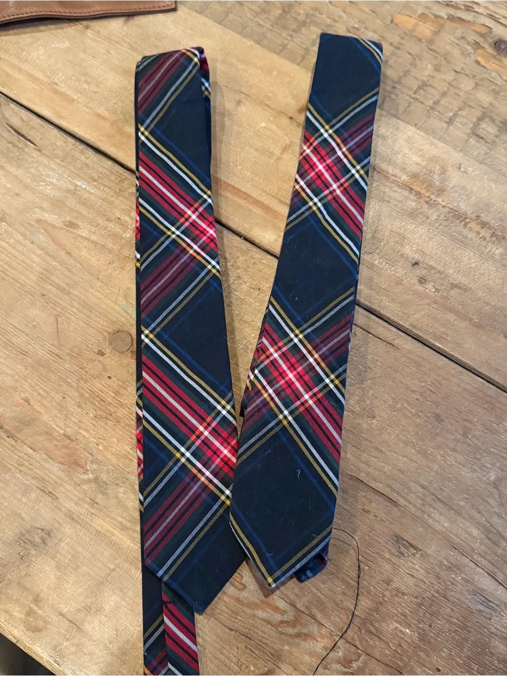 Crewcuts Navy Plaid Tie with Red and Yellow Accent